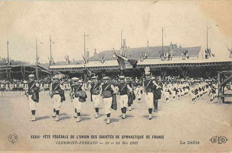 Carte postale ancienne Clermont Ferrand Fete Federale De L'Union Societes De Gymnastique 1907 à Clermont-Ferrand