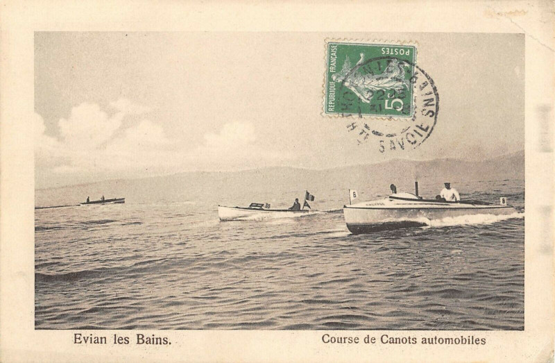 Carte postale ancienne Evian Les Bains Course De Canots Automobiles