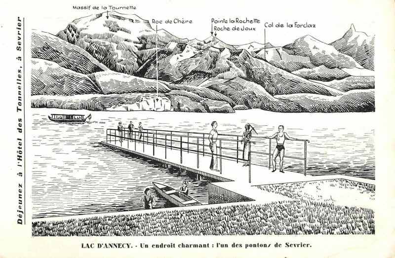 Carte postale ancienne Lac D'Annecy Cpa Publicite De L'Hotel Des Tonnelles A Sevrier à Sevrier