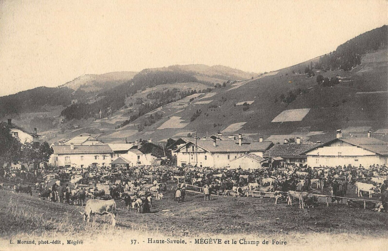 Carte postale ancienne Megeve Le Champ De Foire à Megève