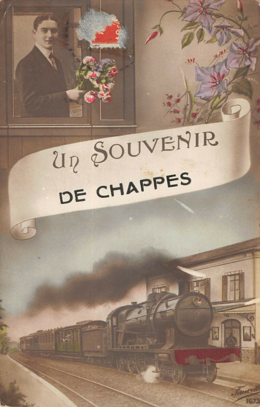 Carte postale ancienne Un Souvenir De Chappes Train à Chappes