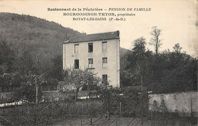 Carte postale ancienne Royat Les Bains Restaurant De La Pepiniere Bourgoignon Thyon à Royat