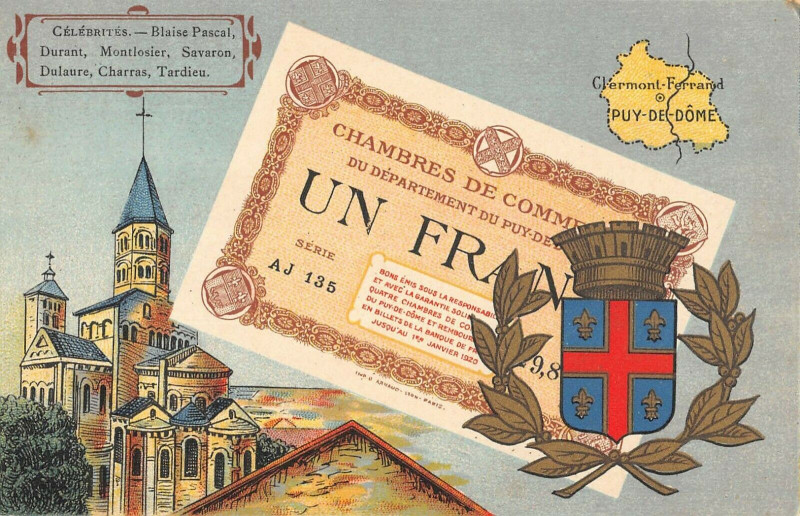 Carte postale ancienne Chambres De Commerce Du Puy De Dome Un Franc