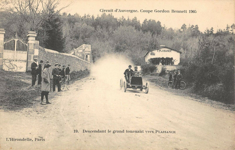 Carte postale ancienne Circuit Gordon Bennett 1905 Descendant Plaisance