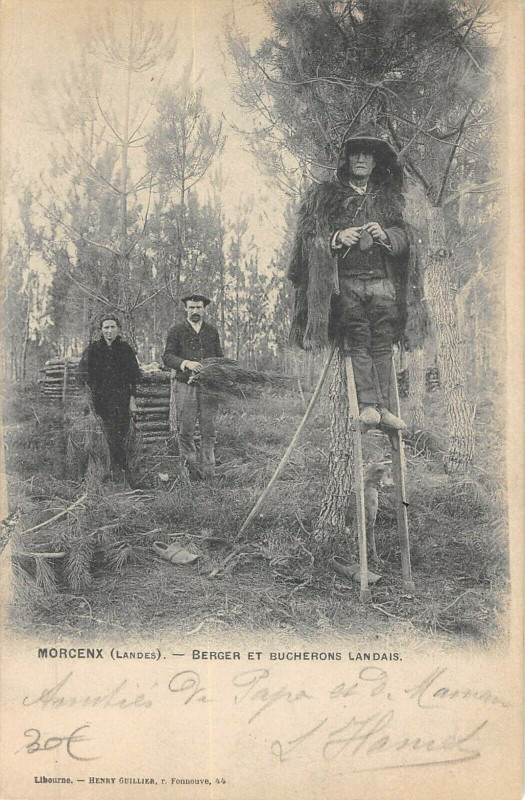 Carte postale ancienne Morcenx Berger Et Bucherons Landais