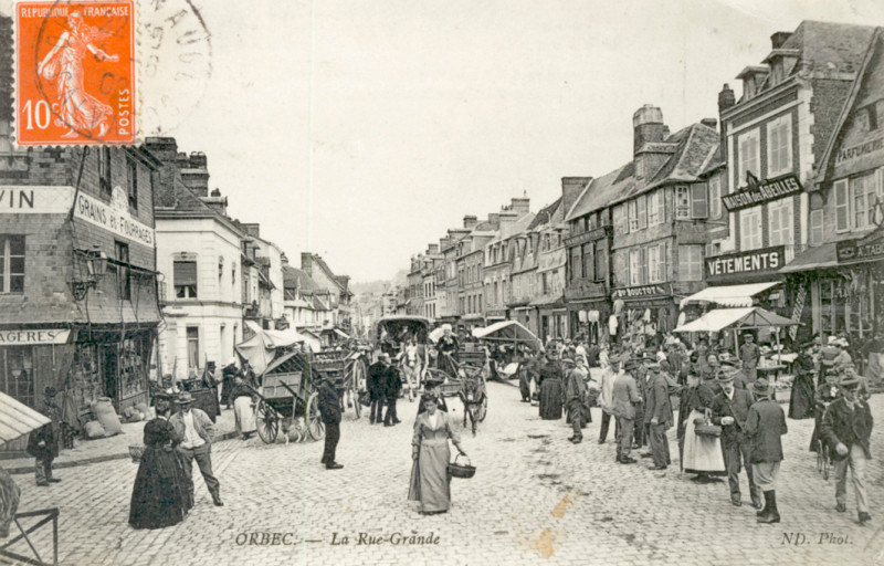 Carte postale ancienne Rue Grande Orbec