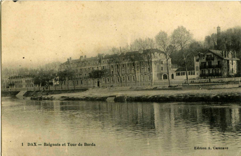 Carte postale ancienne Dax (Landes) - Baignots et Tour de Borda