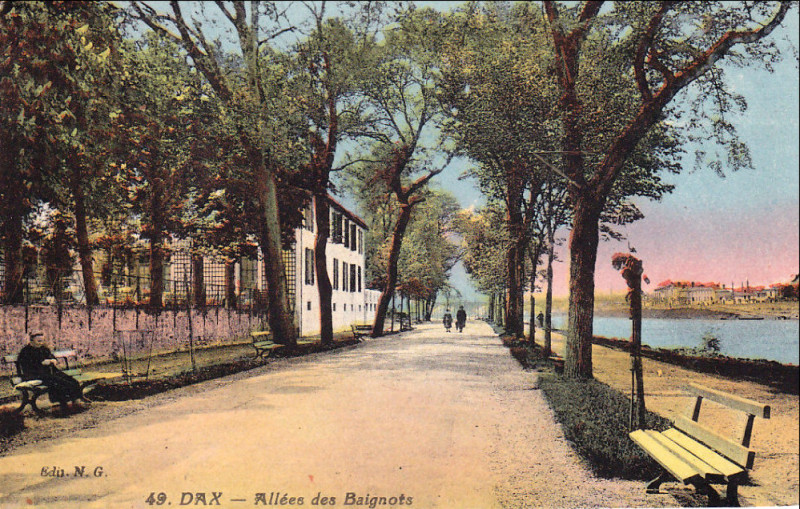 Carte postale ancienne Dax (Landes) - Promennade des Baignots 1