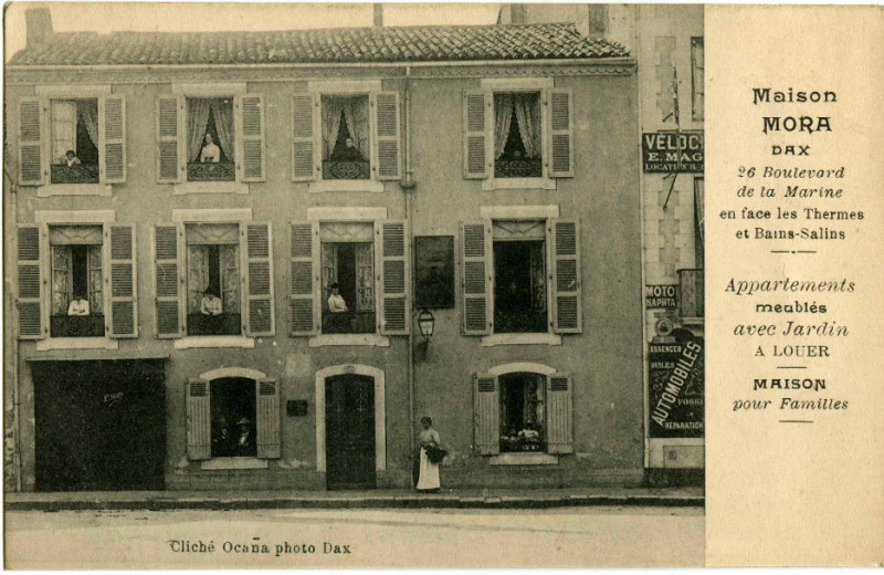 Carte postale ancienne Dax (Landes) - Maison Mora - 26 Boulevard de la Marine