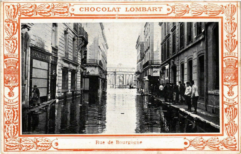 Carte postale ancienne Paris Rue de Bourgogne Inondations 1910 à Paris