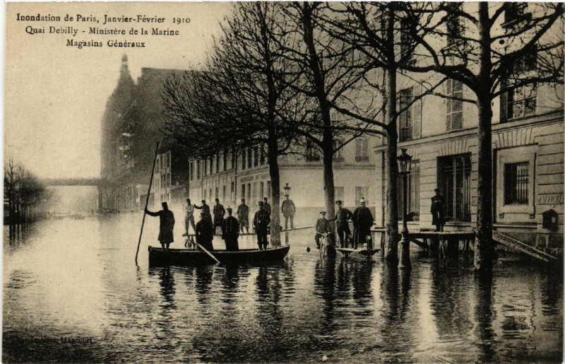 Carte postale ancienne Paris Quai Debilly Ministere de la Marine Inondations 1910 à Paris