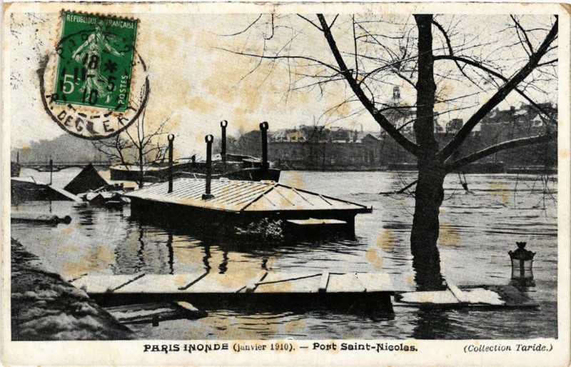 Carte postale ancienne Paris Port Saint-Nicolas Inondations 1910 à Paris