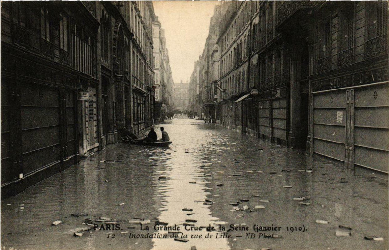 Carte postale ancienne Paris Rue de Lille Inondations 1910 à Paris