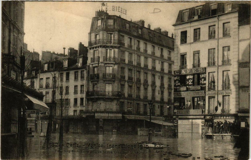 Carte postale ancienne Paris Faubourg Saint-Antoine Inondations 1910 à Paris