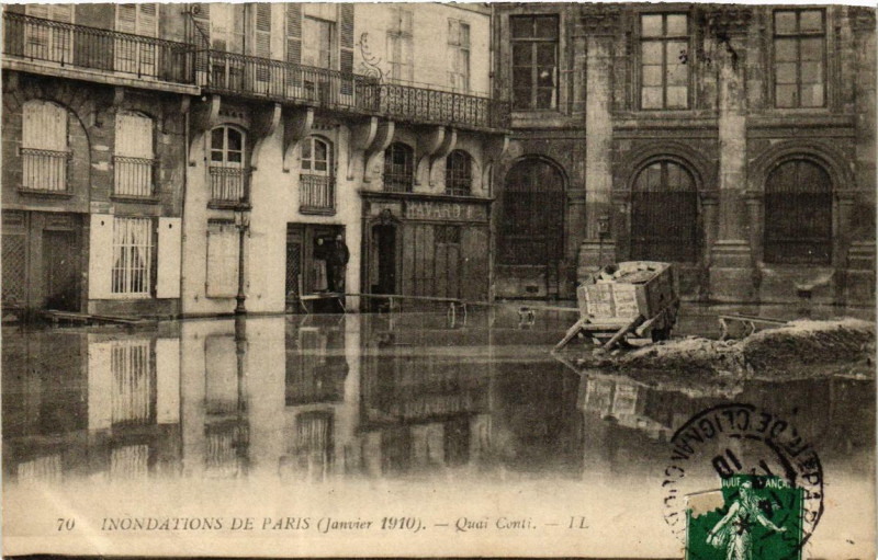 Carte postale ancienne Paris Quai Conti Inondations 1910 à Paris