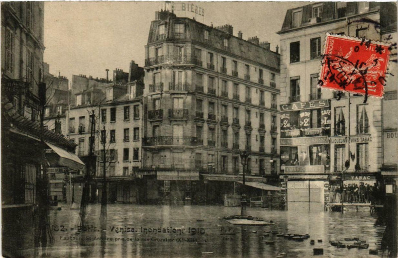 Carte postale ancienne Paris Fb Saint-Antoine Inondations 1910 à Paris