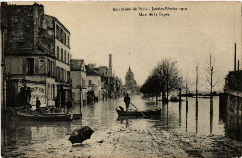 Carte postale ancienne Paris Quai de la Rapée Inondations 1910 à Paris