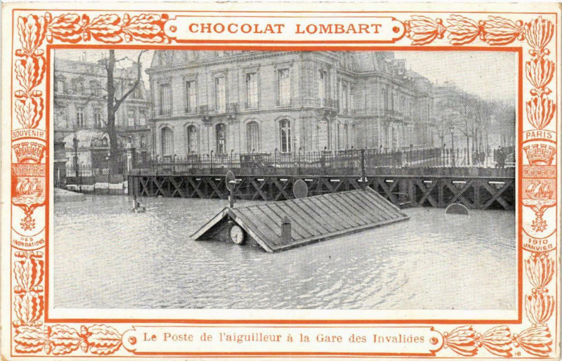 Carte postale ancienne Paris La Poste d'aiguilleur Inondations 1910 à Paris