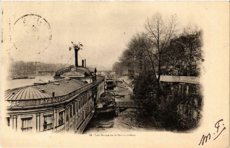 Carte postale ancienne Paris 1e Les Bains de la Samaritaine à Paris 1er