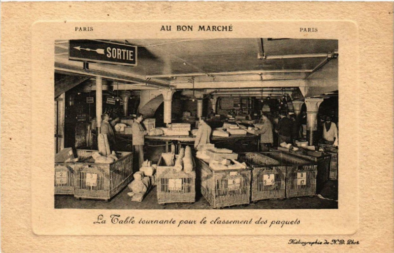 Carte postale ancienne Paris 7e Au Bon Marché La Table Tournante à Paris 7e