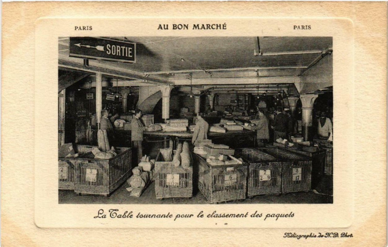 Carte postale ancienne Paris 7e Au Bon Marché La Table Tournante à Paris 7e