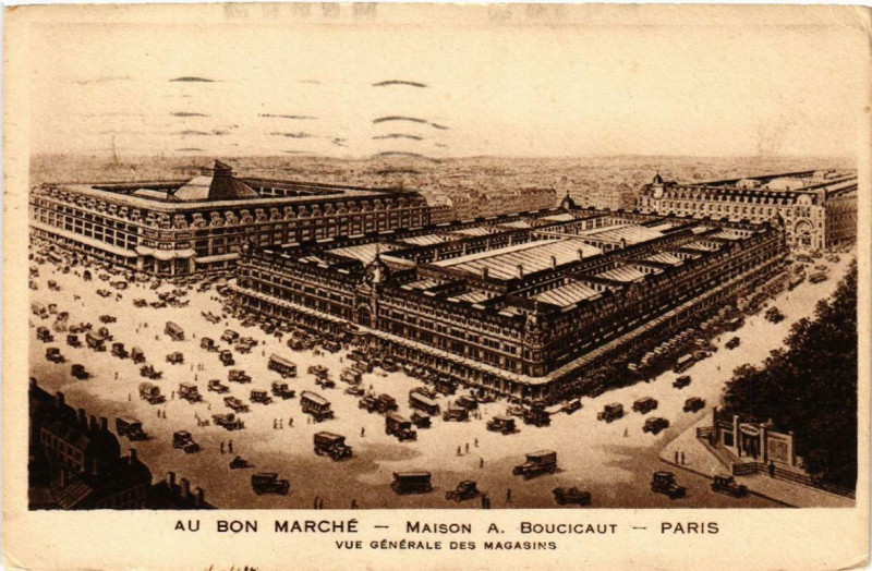 Carte postale ancienne Paris 7e Au Bon Marché Vue générale des magasins à Paris 7e