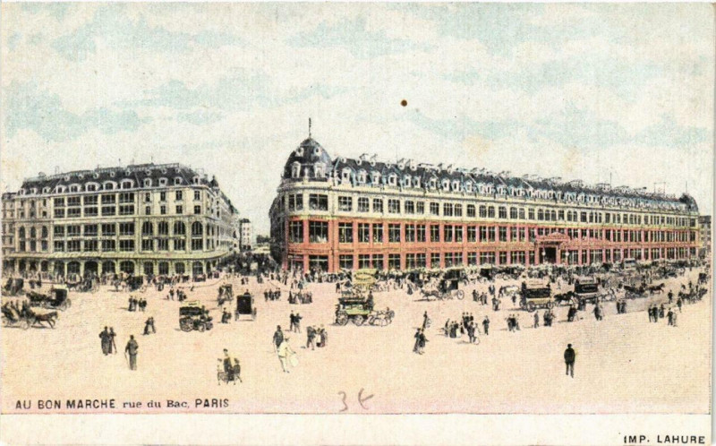 Carte postale ancienne Paris 7e Au Bon Marché Rue du Bac à Paris 7e
