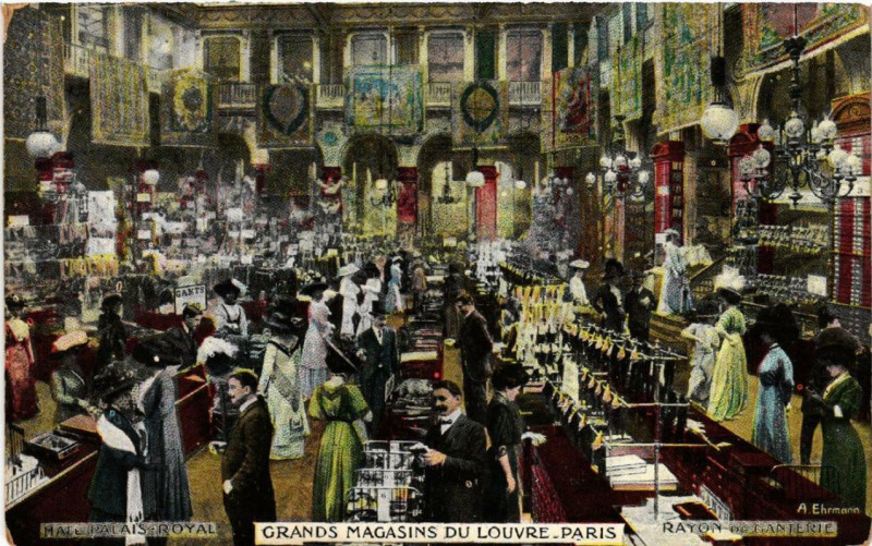 Carte postale ancienne Paris 1e Grands Magasins du Louvre Rayon de Ganterie à Paris 1er