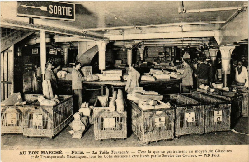Carte postale ancienne Paris 7e Au Bon Marché La Table Tournante à Paris 7e