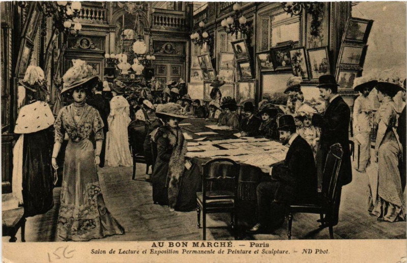 Carte postale ancienne Paris 7e Au Bon Marché Salon de Lecture à Paris 7e