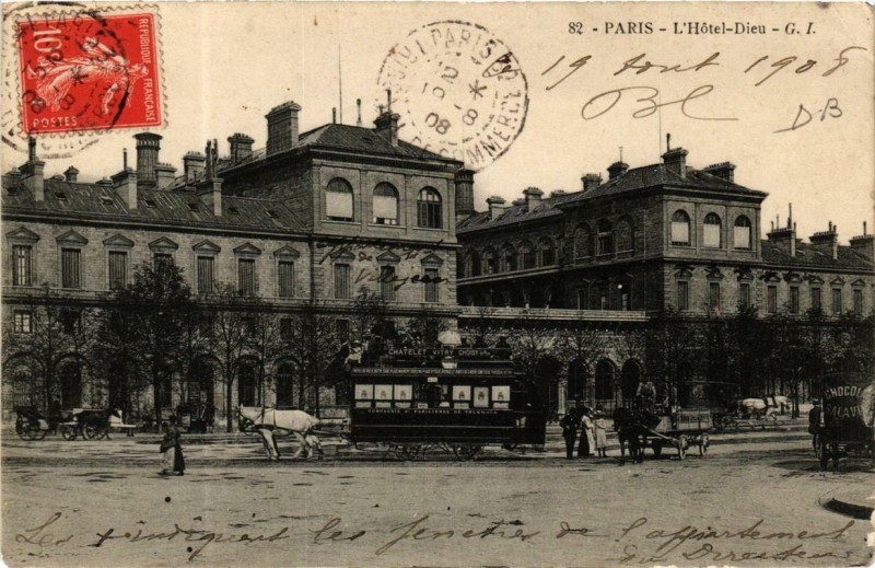 Carte postale ancienne Paris 1e L'Hotel-Dieu à Paris 1er