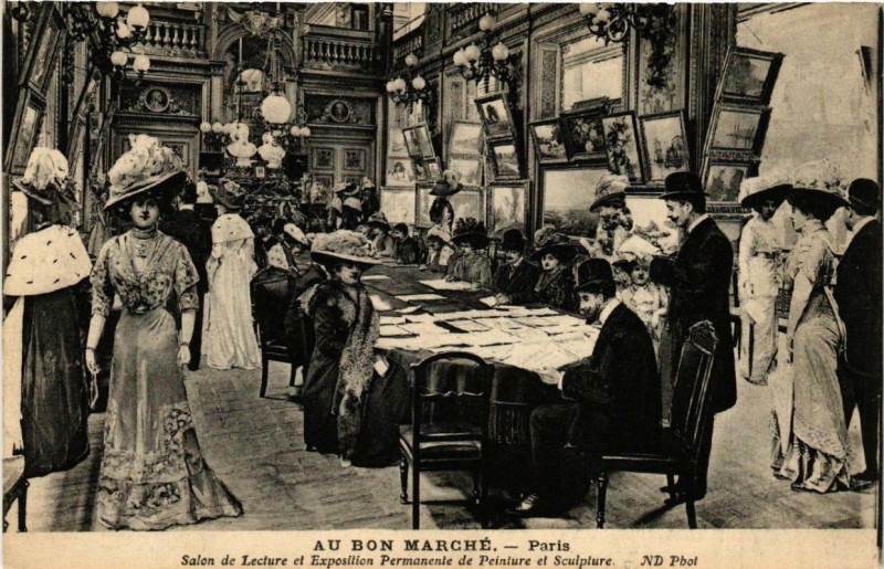 Carte postale ancienne Paris 7e Au Bon Marché Salon de Lecture à Paris 7e