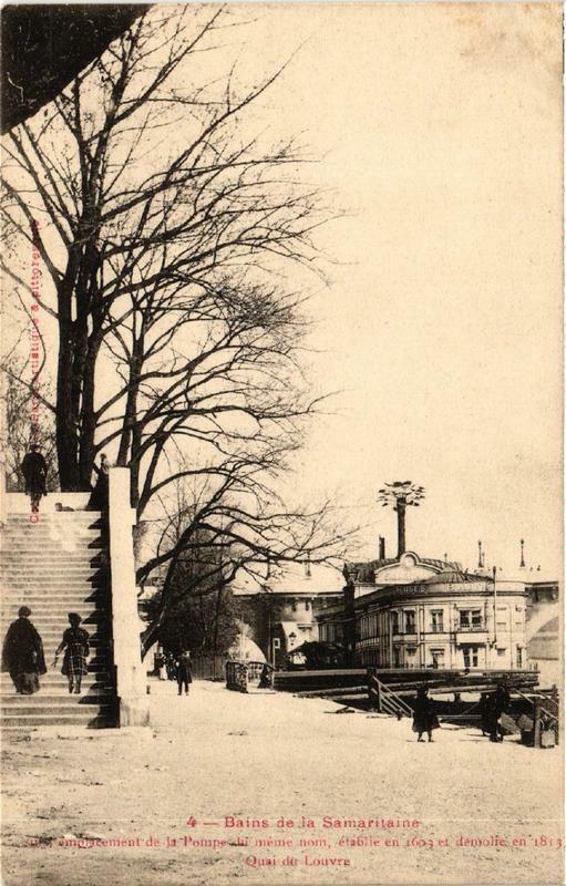 Carte postale ancienne Paris 1e Bains de la Samaritaine Quai du Louvre à Paris 1er