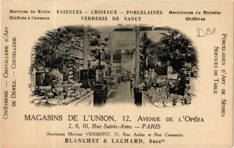 Carte postale ancienne Paris 1e 12, Avenue de l'Opéra. Magasins de l'Union à Paris 1er
