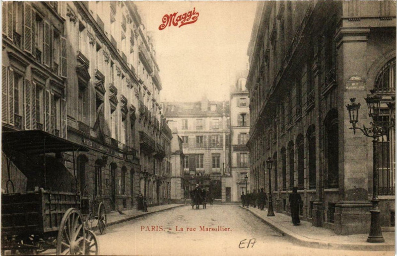 Carte postale ancienne Paris 2e Rue Marsollier. Maggi à Paris 2e