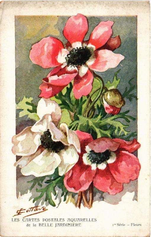 Carte postale ancienne Paris 1e Cartes Postales Aquarelles de la Belle Jardniere Fleurs à Paris 1er