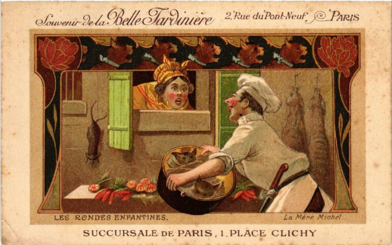 Carte postale ancienne Paris 1e Souvenir de la Belle Jardiniere Les Rondes Enfantines à Paris 1er