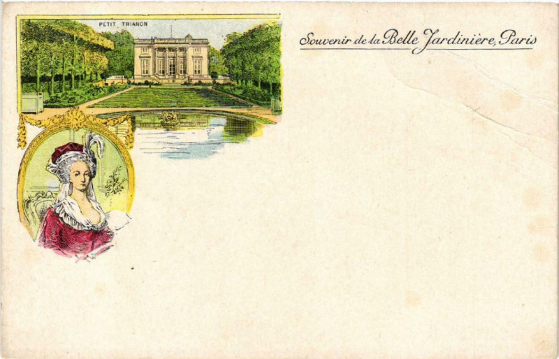 Carte postale ancienne Paris 1e Souvenir de la Belle Jardiniere Petit Trianon à Paris 1er