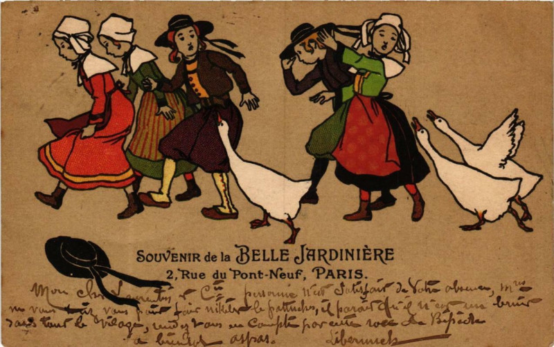 Carte postale ancienne Paris 1e Souvenir de la Belle Jardiiere 2, rue du Pont Neuf à Paris 1er