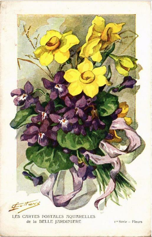 Carte postale ancienne Paris 1e Cartes Postales Aquarelles de la Belle Jardniere Fleurs à Paris 1er