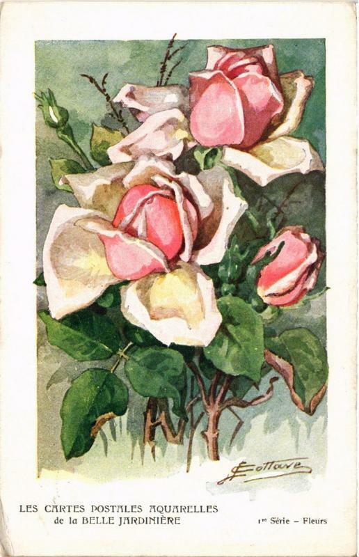 Carte postale ancienne Paris 1e Cartes Postales Aquarelles de la Belle Jardniere Fleurs à Paris 1er