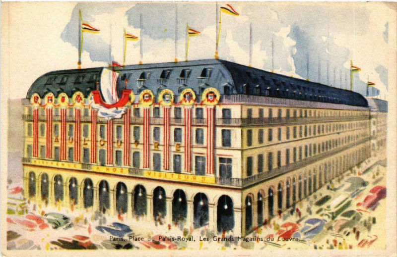 Carte postale ancienne Paris 1e Grands Magasins du Louvre Place du Palais-Royal à Paris 1er