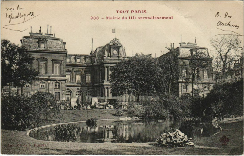 Carte postale ancienne Tout Paris - 906 - Mairie du IIIe arrondissement à Paris