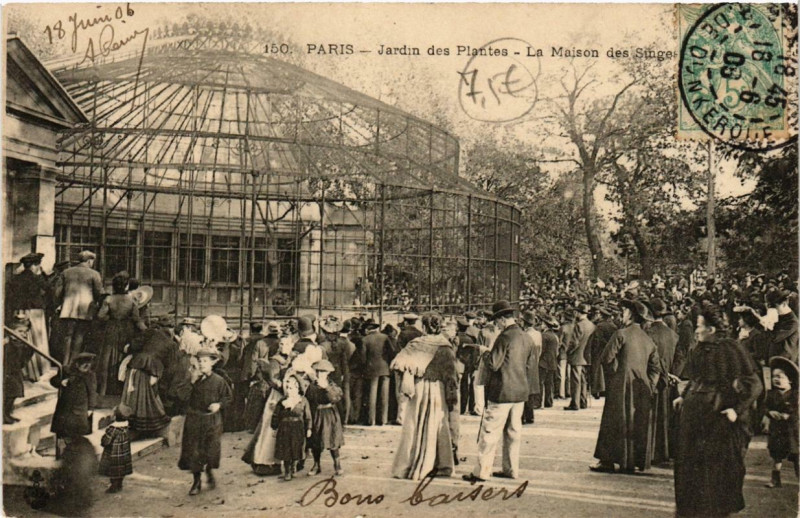 Carte postale ancienne Paris (5e) Jardin des Plantes. La Maison des Singes à Paris 5e