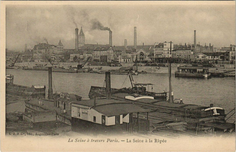 Carte postale ancienne La Seine à la Râpée à Paris 13e