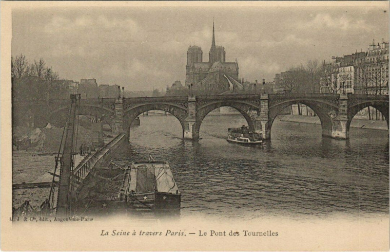 Carte postale ancienne Le Pont des Tournelles à Paris 4e