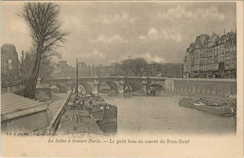 Carte postale ancienne La Seine a travers Paris - Le petit bras en amont à Paris 6e