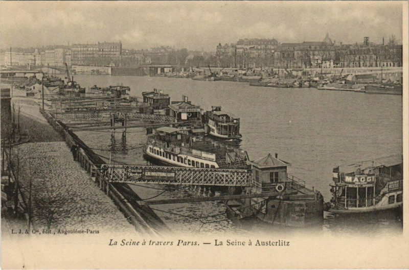 Carte postale ancienne La Seine à Austerlitz à Paris 5e