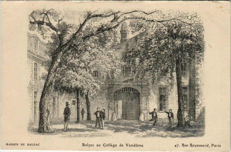 Carte postale ancienne Balzac au Collége de Vendome à Vendôme