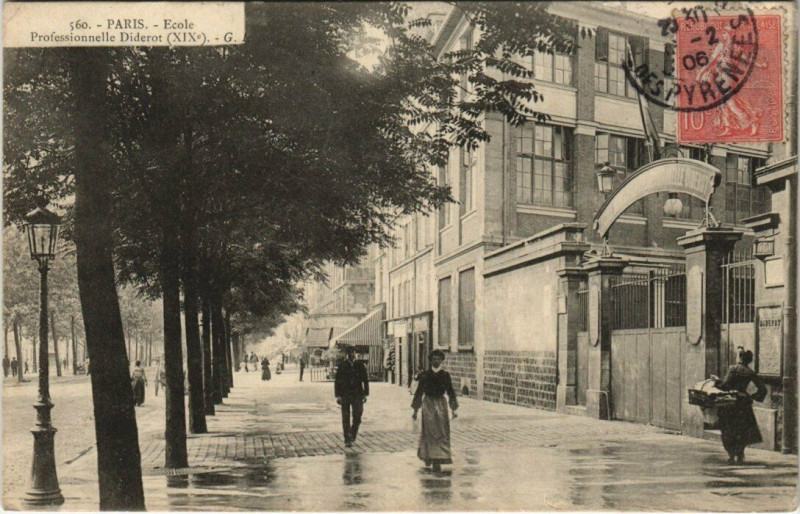 Carte postale ancienne Ecole Professionnelle Diderot à Paris 19e